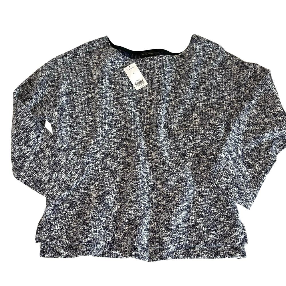 Banana Republic Marled Textured Top Women's M Black White NWT